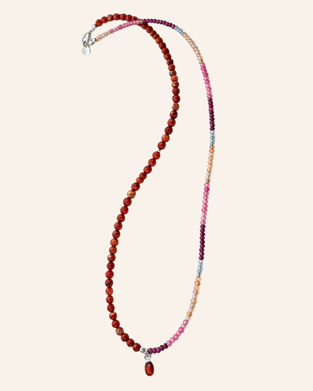 Port Scarlett Oona gemstone strand photographed on warm ivory