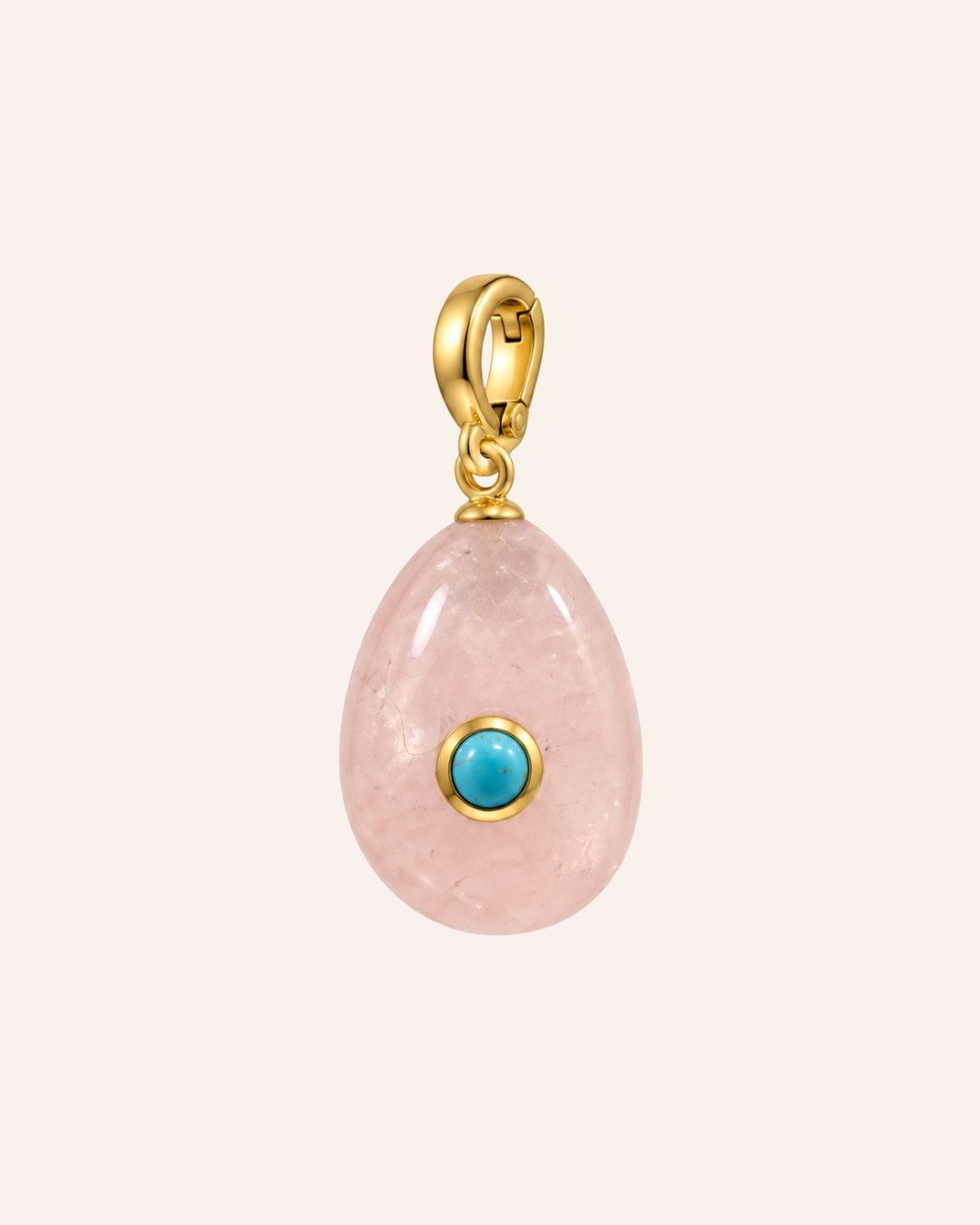 Alba Relic No. 01, rose quartz teardrop with turquoise accent