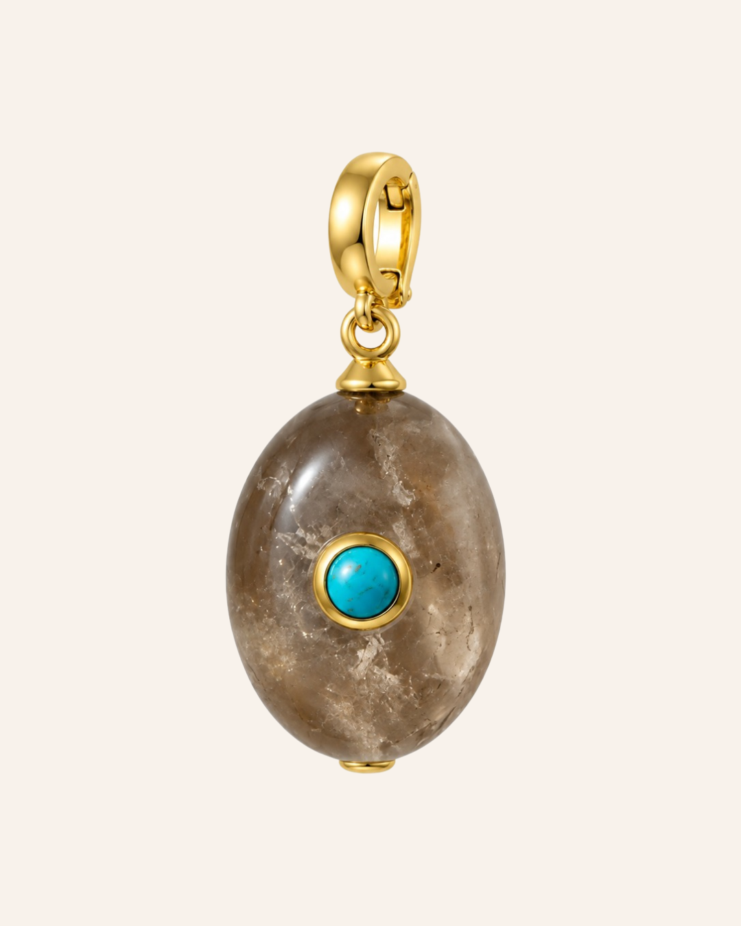 Elara Relic No. 01, smoky quartz with turquoise accent