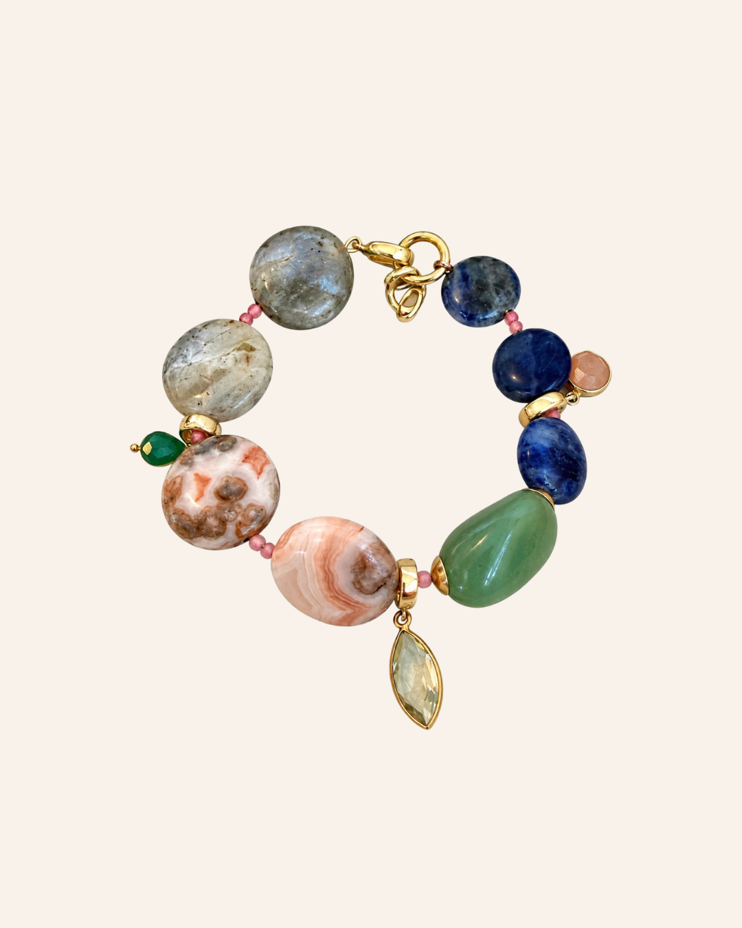 Port Scarlett Relic System gemstone bracelet with removable gemstone Relic on warm ivory background