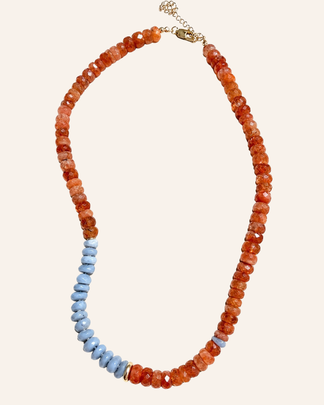 Standard Collar with sunstone, blue lace agate, tourmaline and gold-toned spacers