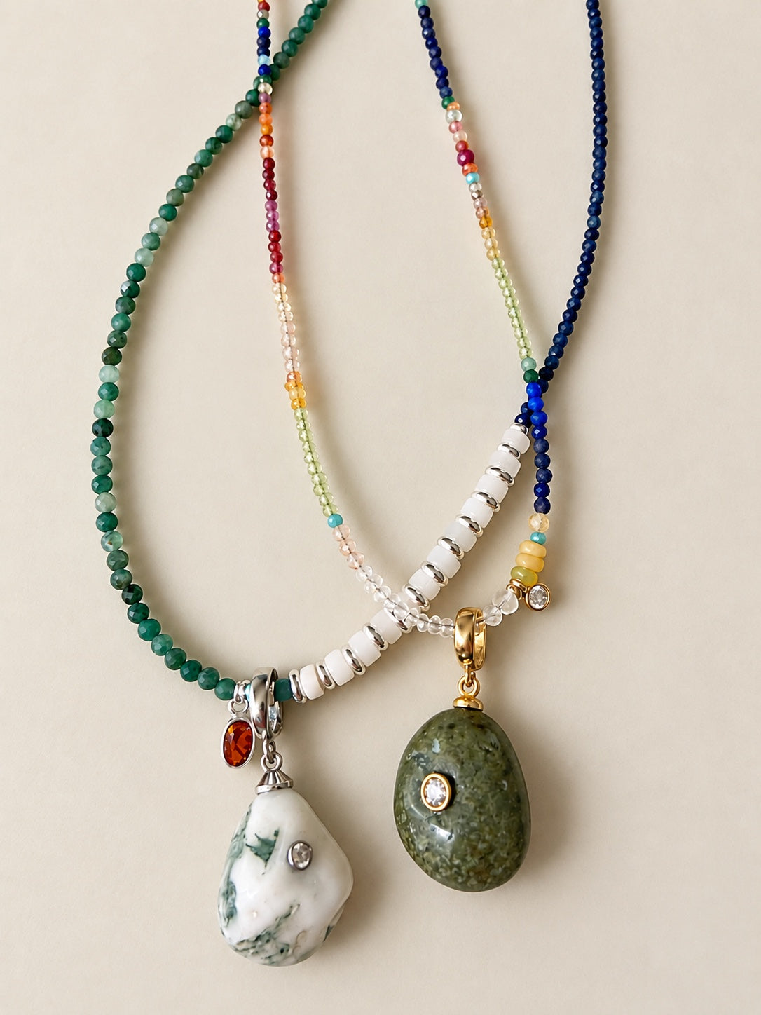Sylva styled on gemstone strands